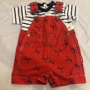 Le Top‎ Baby Boy 3 Month 2pc T-shirt and Romper  Red Lobsters Outfit